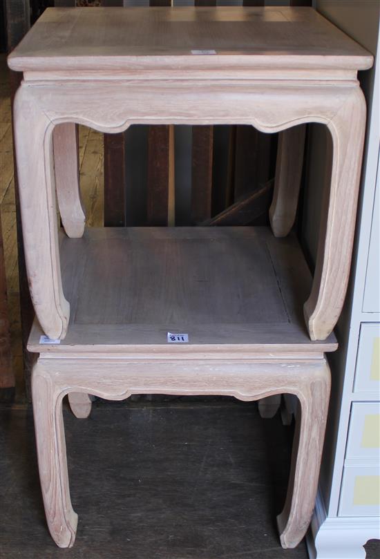 Pair of limed wood bedside tables